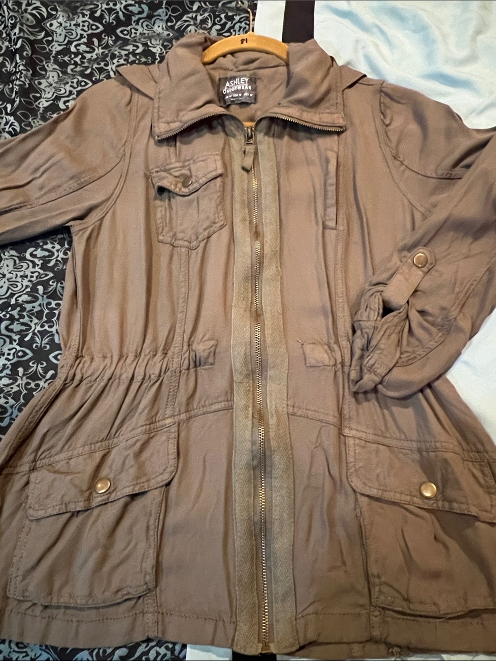 Ashley Stewart Taupe Utility Anorak Jacket